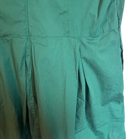 eShakti Shawl Collar Surplice Poplin Dress Emerald Green Mini Pleated Oz Size L - Picture 6 of 13